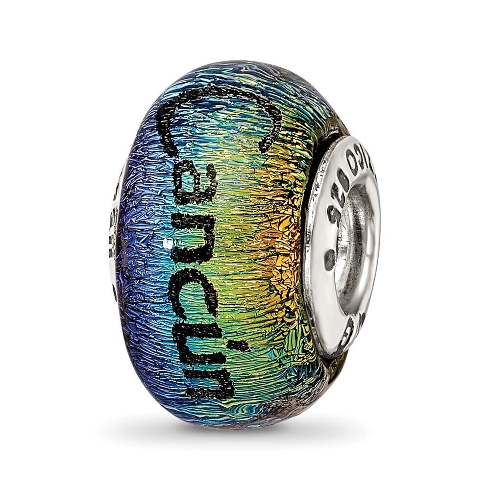 Kazi Luxury Sterling Silver Reflections Cancun Orange Dichroic Glass Bead